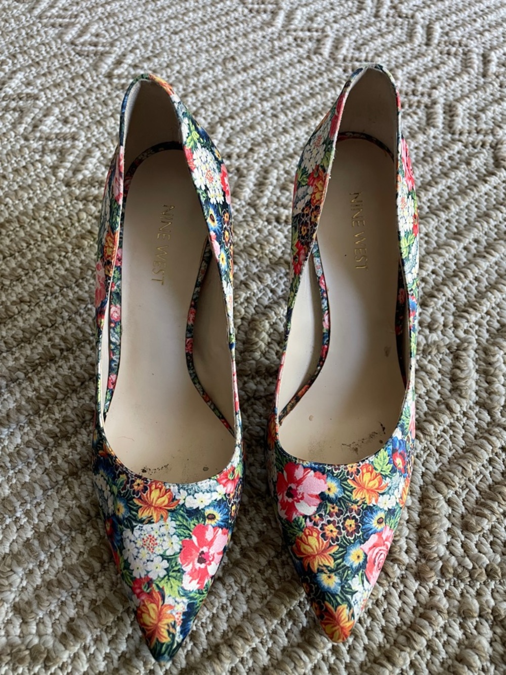 Nine West Floral Pointed-Toe Pumps - Blue, Pink, Yellow